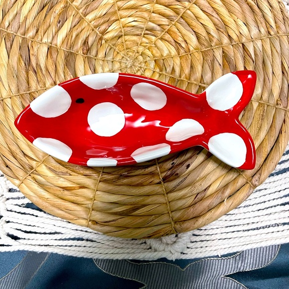 Three 3 Mud Pie polka dot fish dipping dishes. - Picture 2 of 5